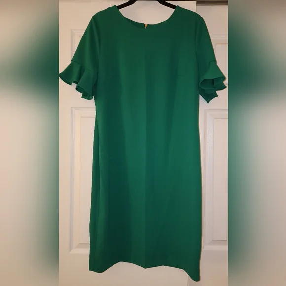 Calvin Klein Flutter Sleeve Sheath Dress, Womens, 16, Meadow Calvin Klein Flutter Sleeve Sheath Dress, Womens, 16, Meadow